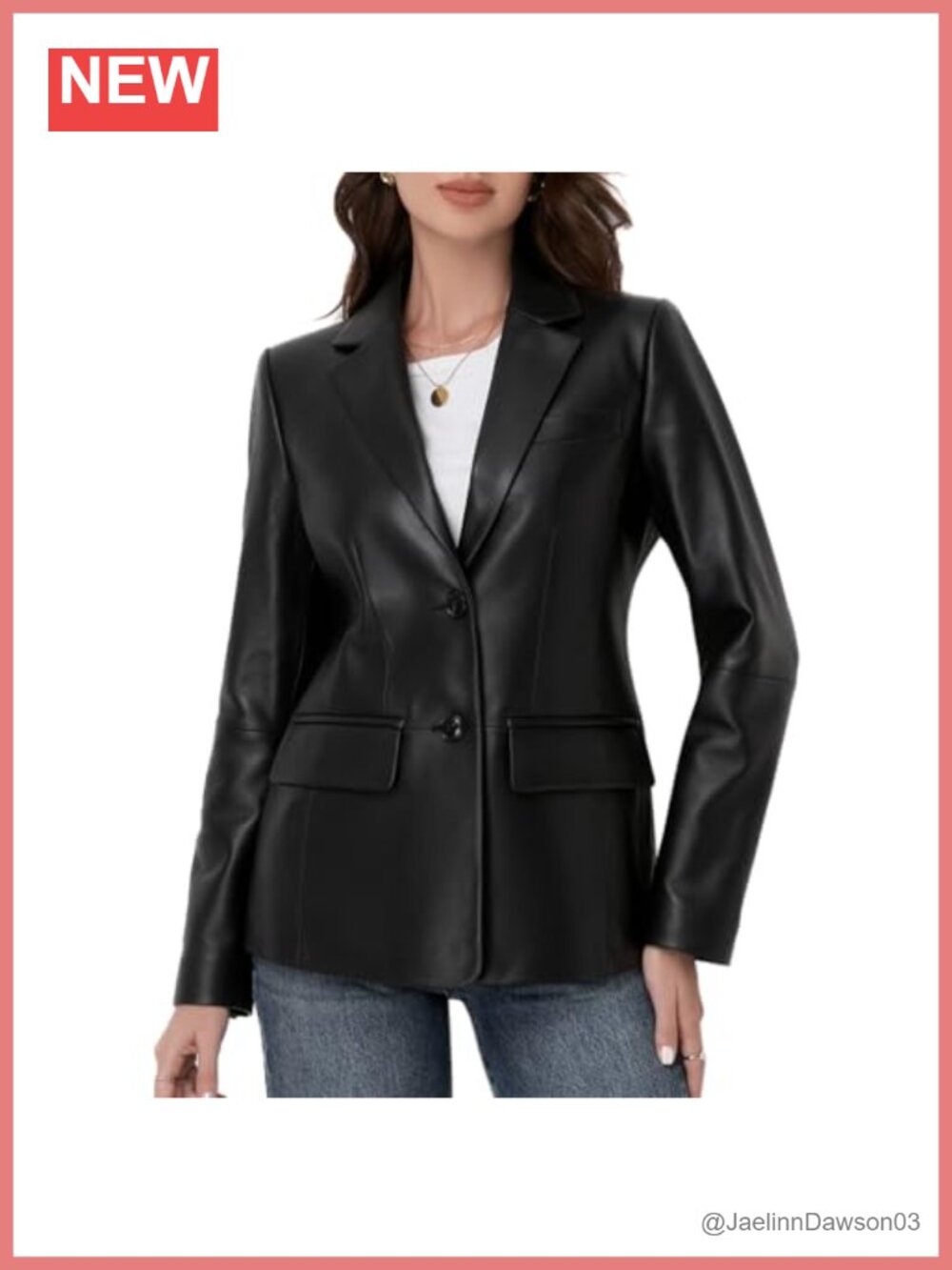 Lambskin Leather Jacket Women Button Front Blazer Casual Office Wear